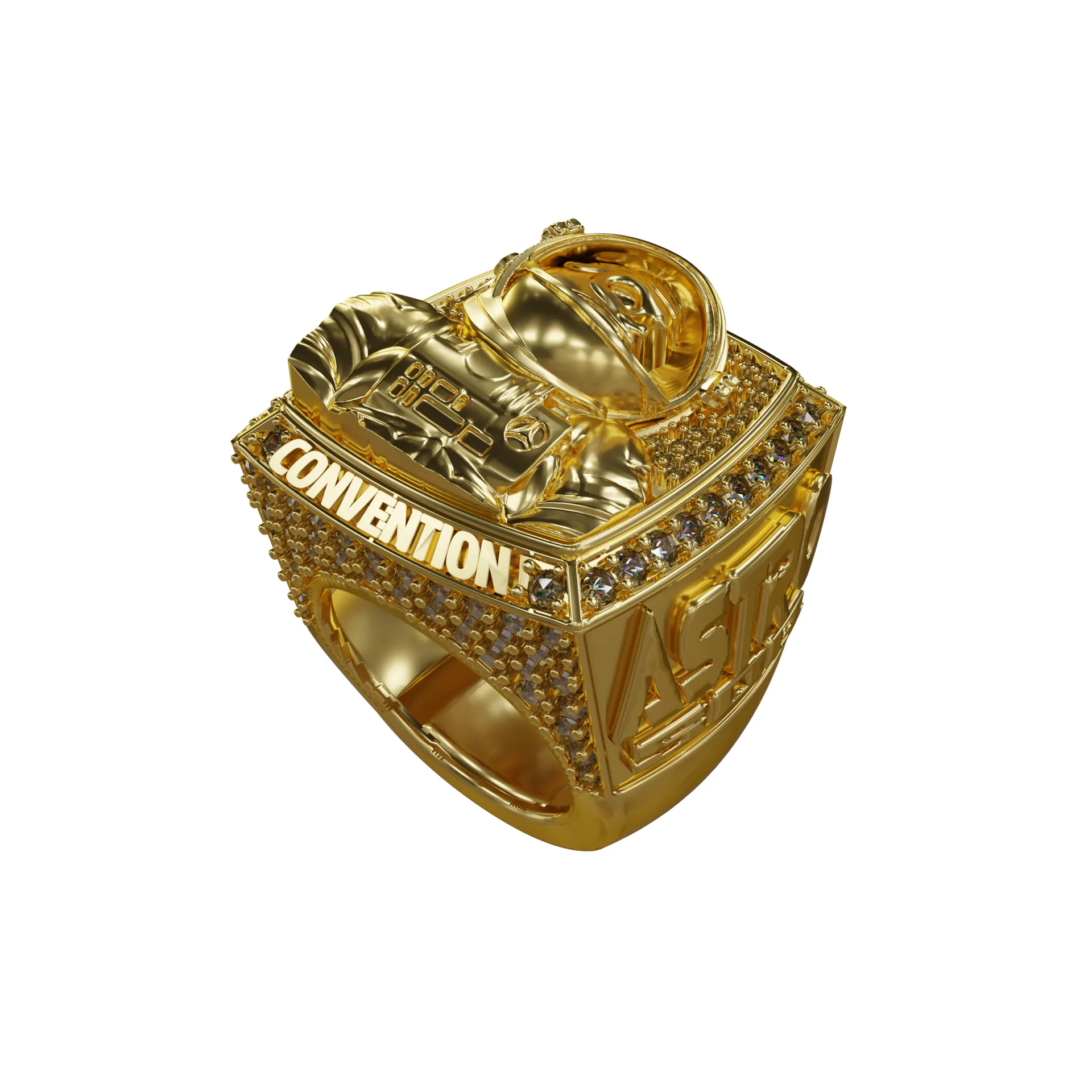 Anillo de campeón — diseño de Billy, render de proveedor