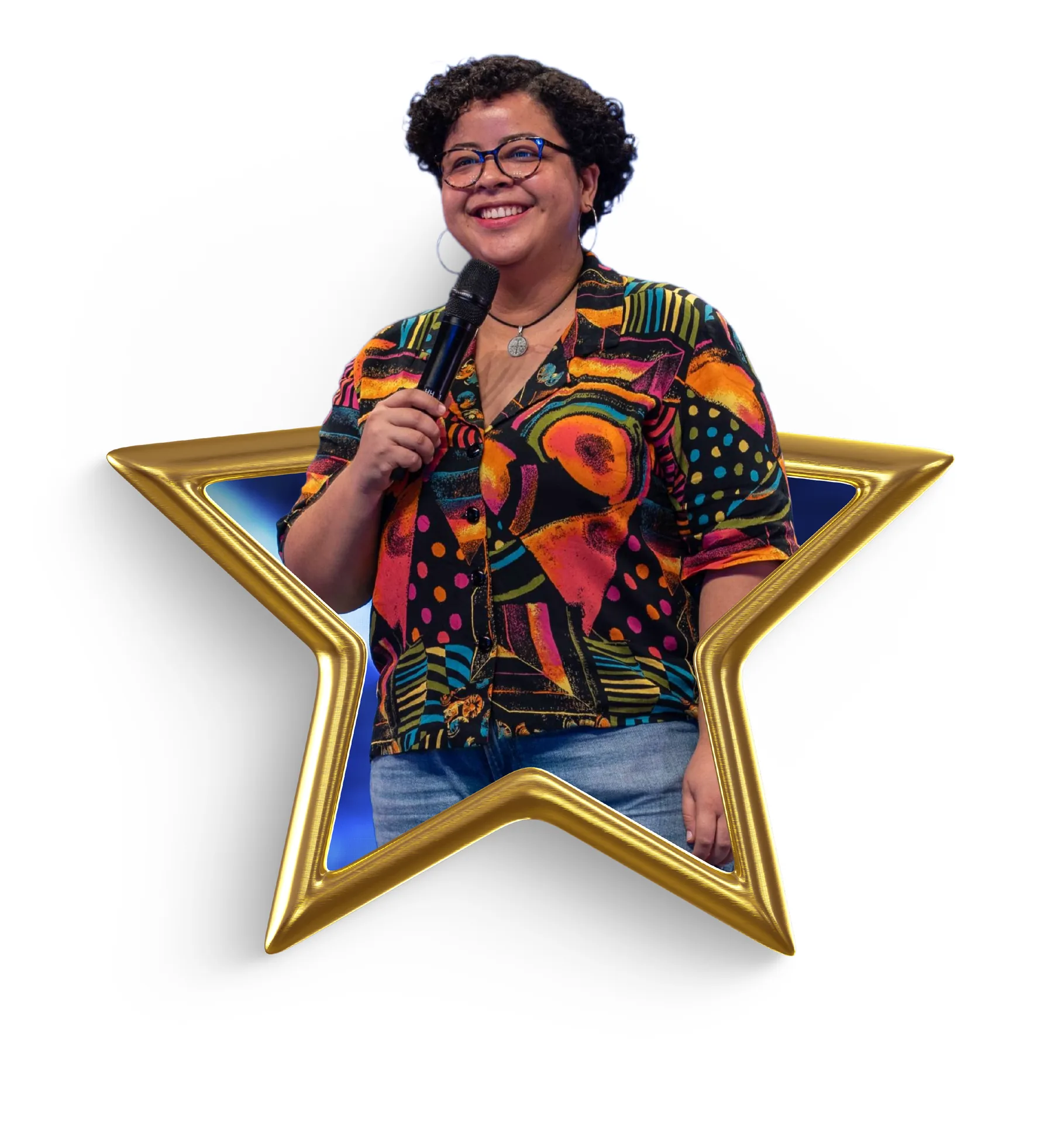 Participante dentro de la estrella del show