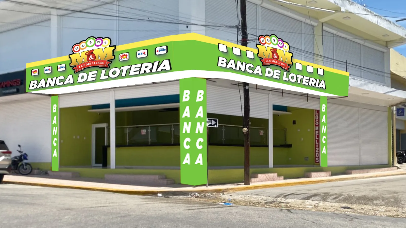 Rotulación de fachada Los Mellizos (fotomontaje de propuesta)