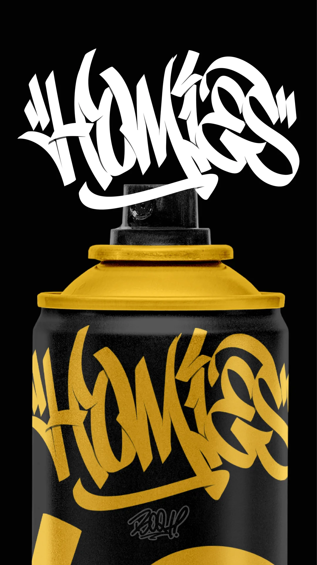 Tag “Homies” con mockup de spray, 2020