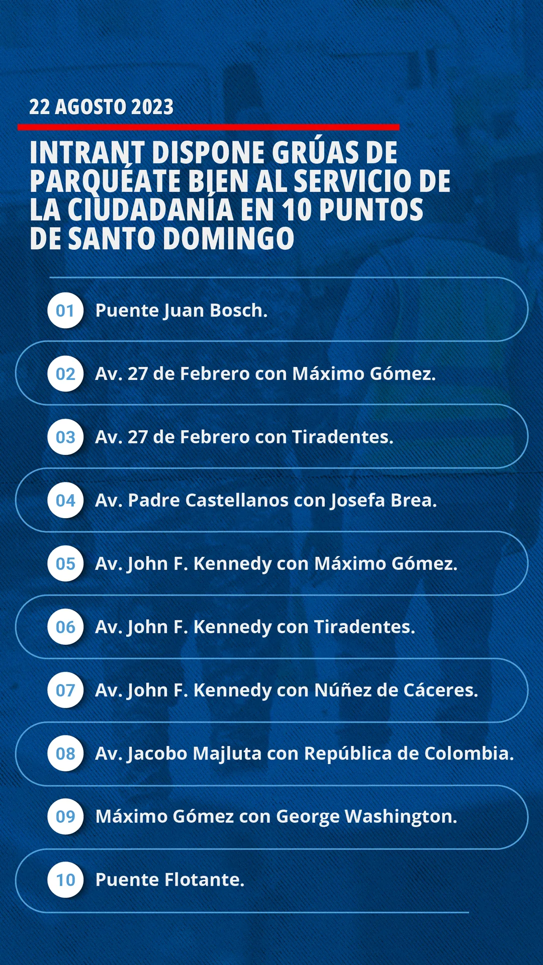 Story de servicio: grúas del INTRANT